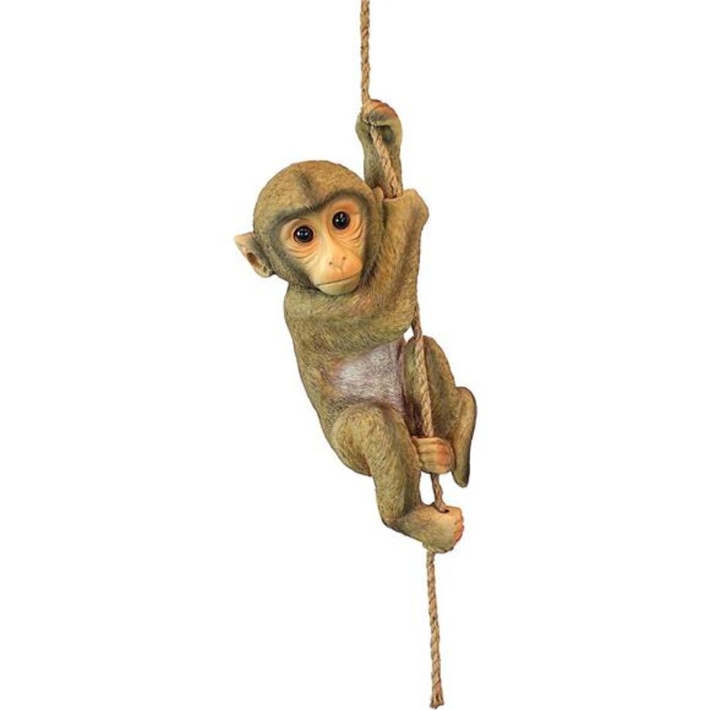 Chico The Chimpanzee Baby Monkey Hanging Animal Statue, 16 Inches High, Handcast